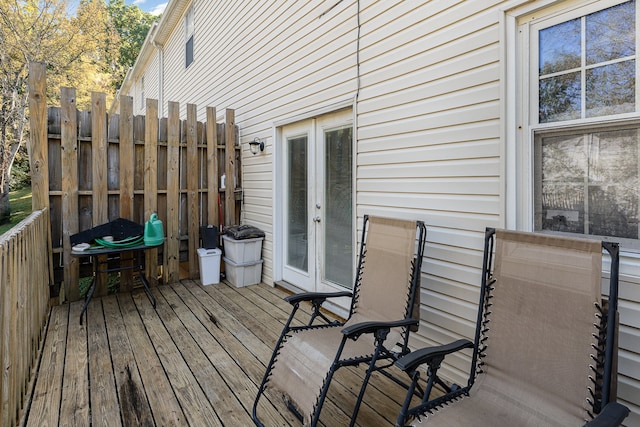 wooden deck with french doors