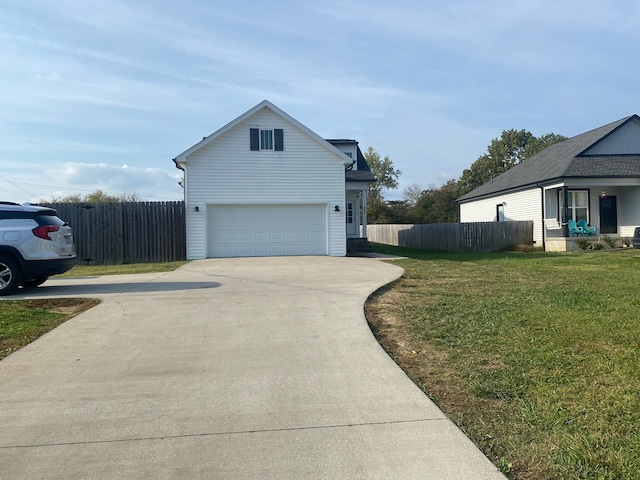 view of home's exterior with a lawn