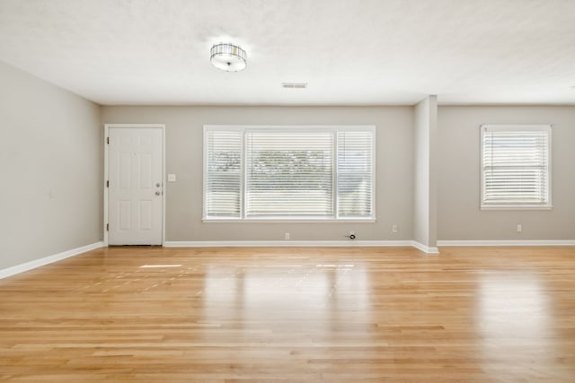 spare room featuring a healthy amount of sunlight and light wood-type flooring