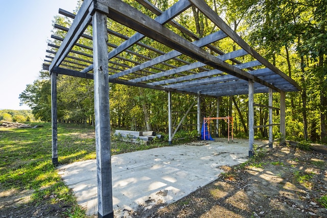 view of patio / terrace featuring a pergola