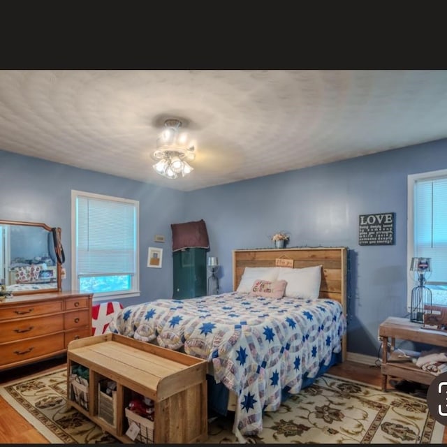 bedroom with wood-type flooring