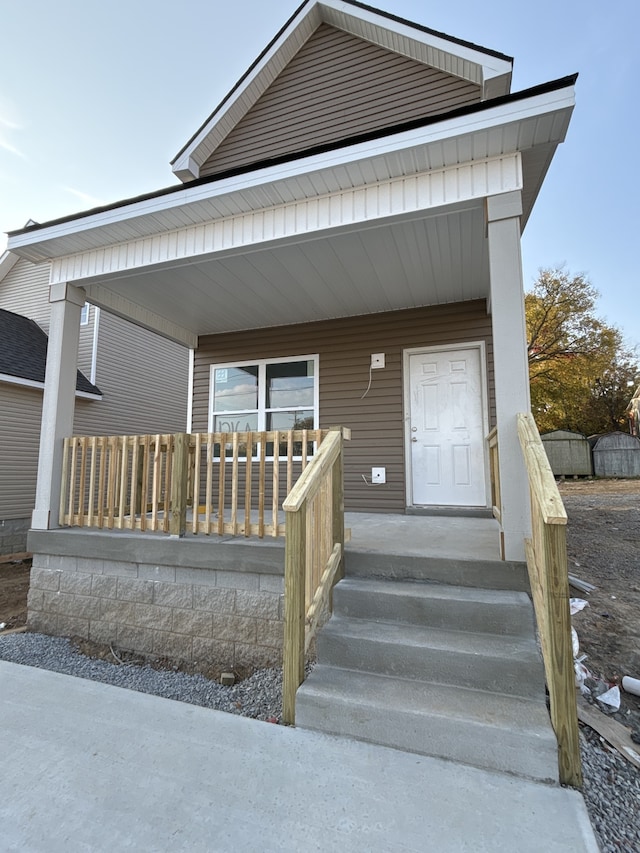 exterior space featuring covered porch