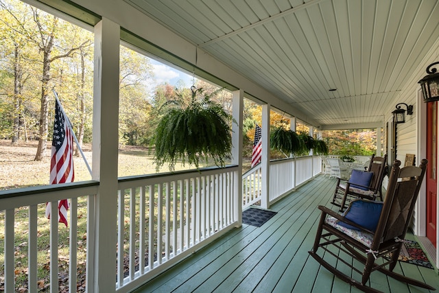 deck with covered porch