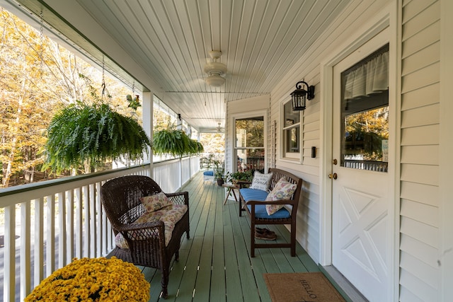 wooden terrace with covered porch