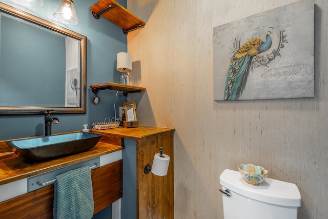 bathroom with toilet and vanity