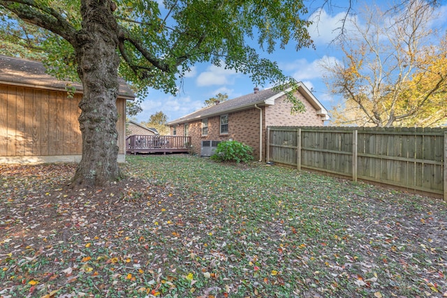 view of yard featuring a deck