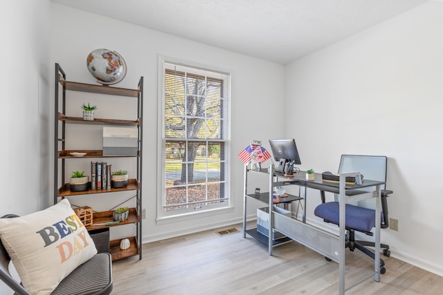 office featuring light hardwood / wood-style flooring