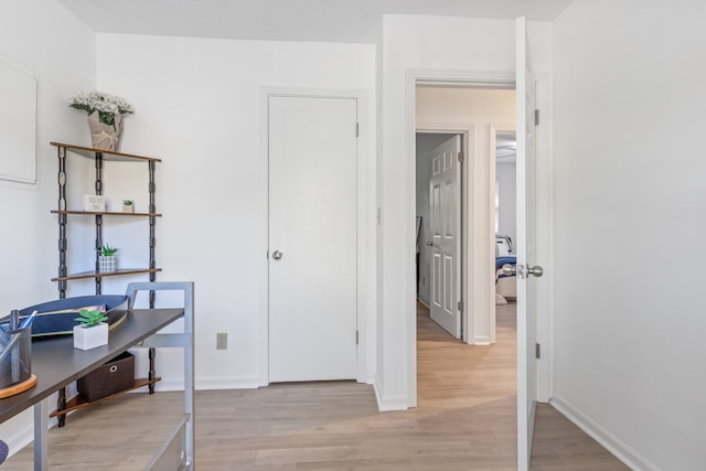 interior space with light hardwood / wood-style floors