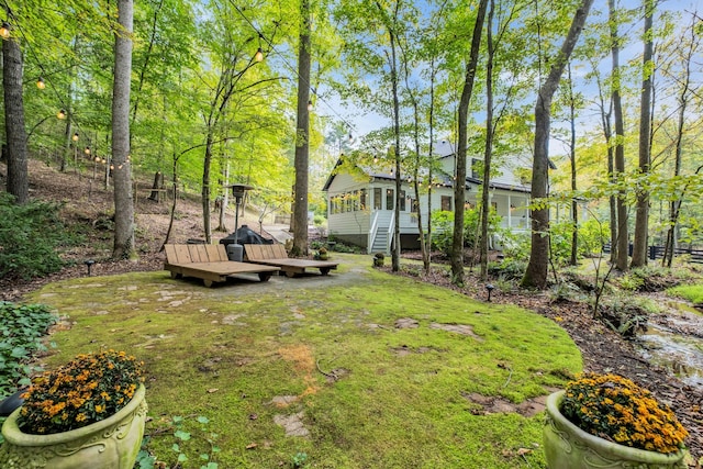 view of yard featuring a deck