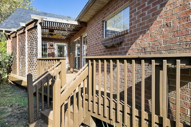 wooden terrace with ceiling fan