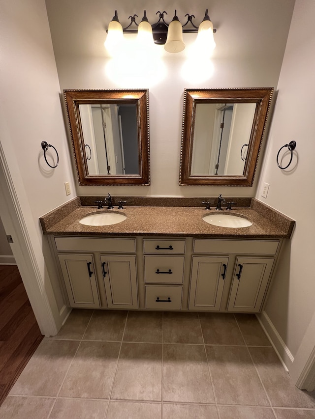 bathroom with vanity and tile patterned floors