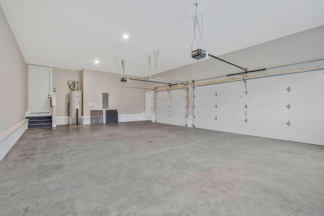 2120 Hamilton Chambers Rd, Lebanon, TN 37087 - garage with a garage door opener, electric panel, water heater, and recessed lighting
