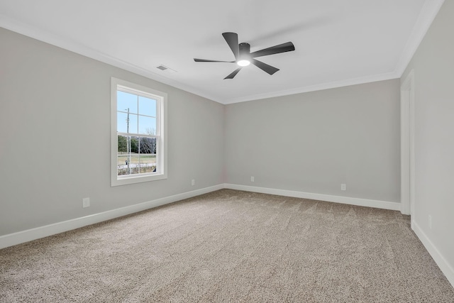 2120 Hamilton Chambers Rd, Lebanon, TN 37087 - spare room with ornamental molding, ceiling fan, carpet floors, and baseboards