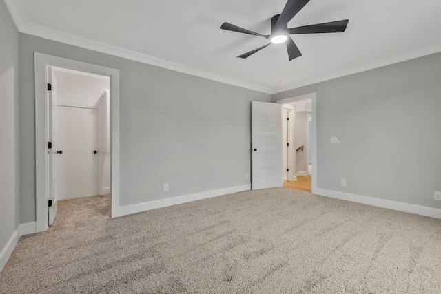 2120 Hamilton Chambers Rd, Lebanon, TN 37087 - unfurnished bedroom with ornamental molding, carpet floors, baseboards, a walk in closet, and ceiling fan