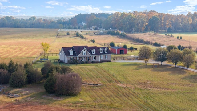 aerial view featuring a rural view