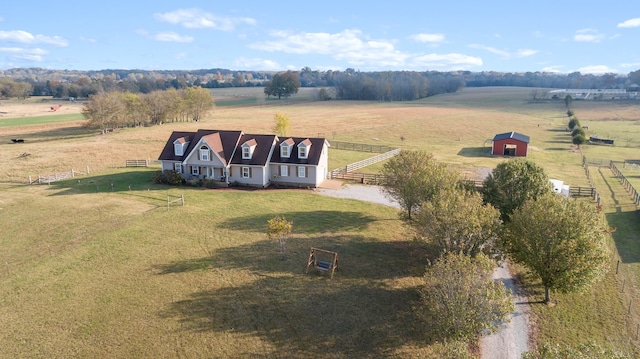 aerial view featuring a rural view