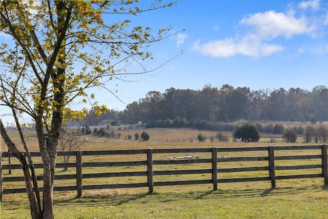 view of gate with a rural view and a lawn