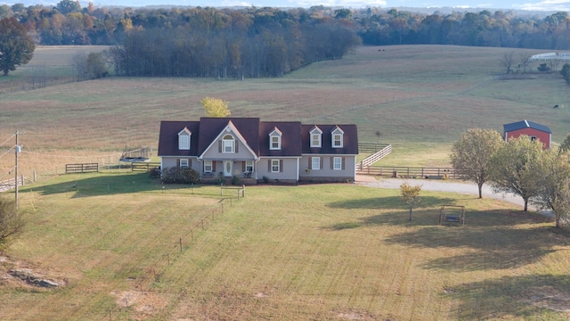 aerial view featuring a rural view