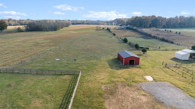 aerial view featuring a rural view