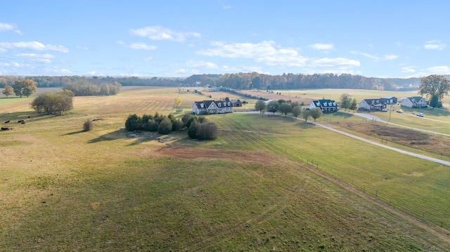 birds eye view of property with a rural view