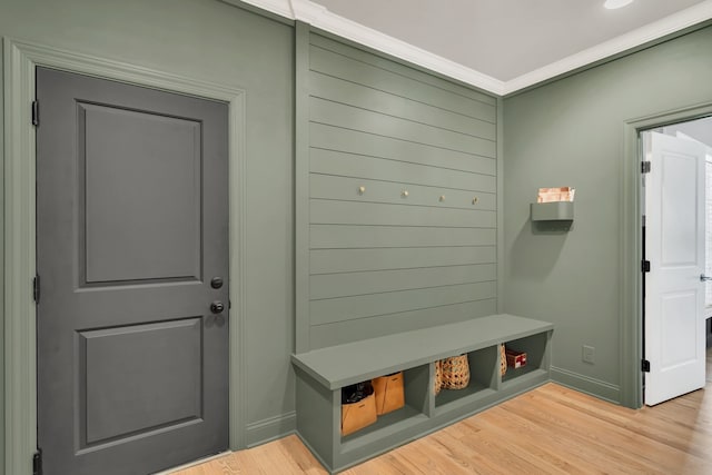 mudroom with light wood-type flooring