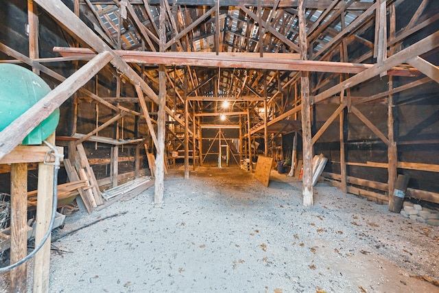 view of unfinished attic