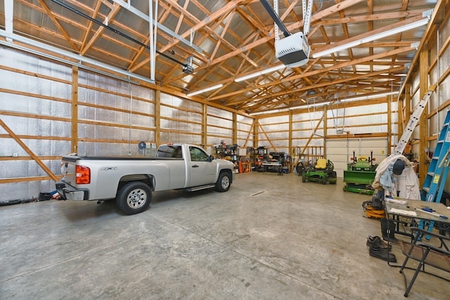 garage with a garage door opener