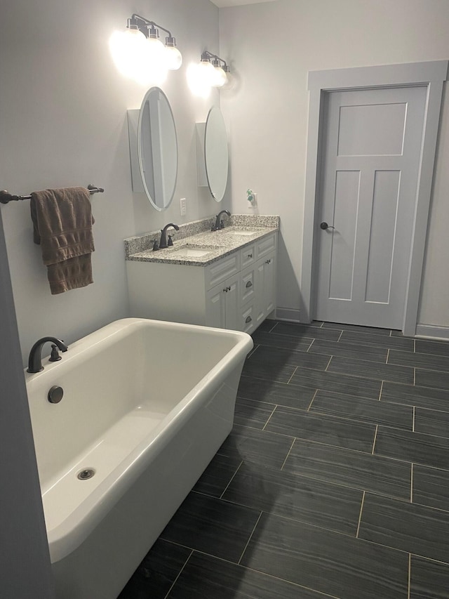 bathroom featuring vanity and a bathing tub