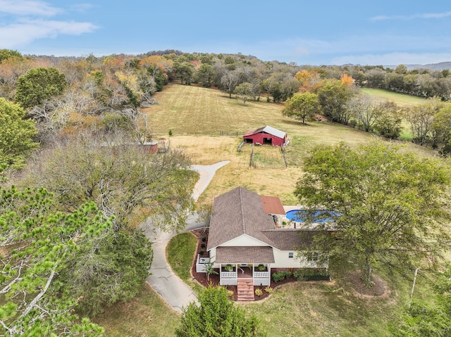 drone / aerial view featuring a rural view