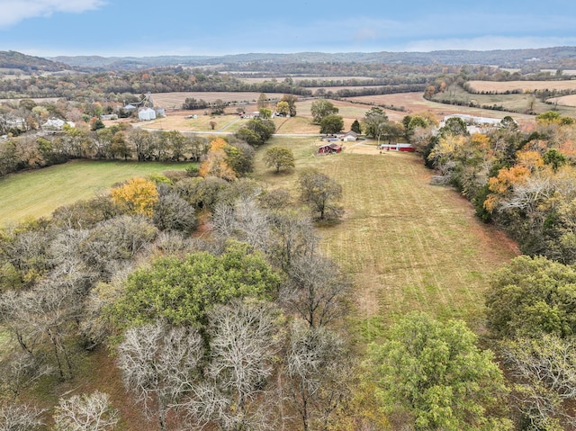 birds eye view of property featuring a rural view