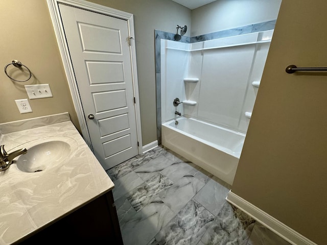 bathroom with shower / tub combination and vanity