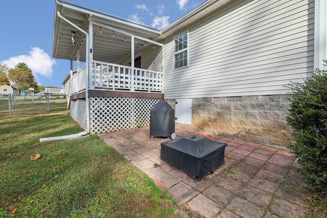 view of patio with area for grilling