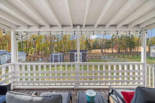 exterior space featuring beamed ceiling