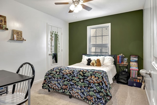 bedroom with carpet and ceiling fan