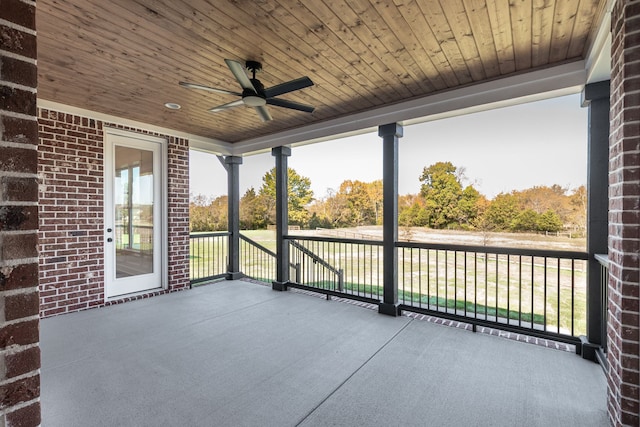 view of patio featuring ceiling fan