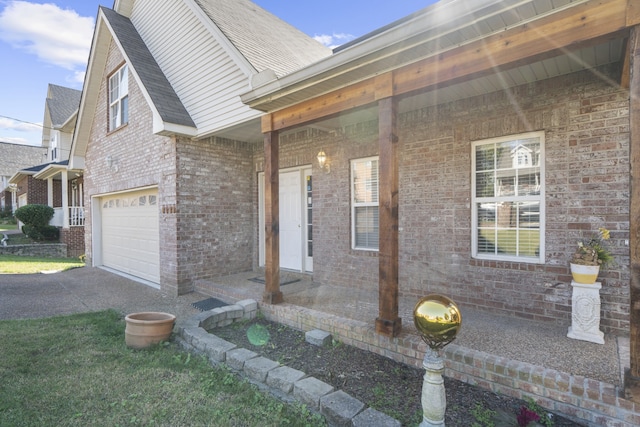 exterior space with a garage