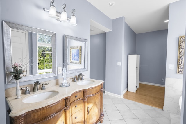 bathroom featuring vanity and tile patterned floors