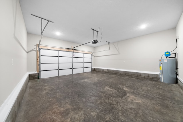 garage featuring a garage door opener and gas water heater