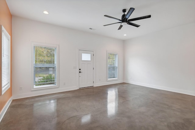 904 N Maple St, Murfreesboro, TN 37130 - entryway with finished concrete flooring, healthy amount of natural light, baseboards, recessed lighting, and a ceiling fan