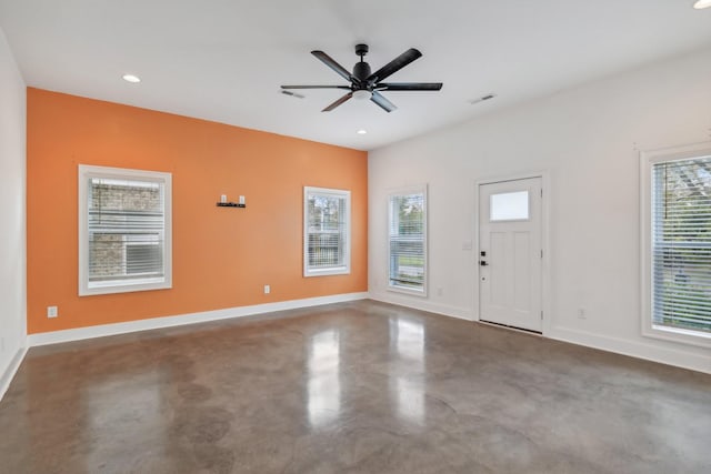904 N Maple St, Murfreesboro, TN 37130 - foyer featuring baseboards, concrete floors, recessed lighting, and ceiling fan