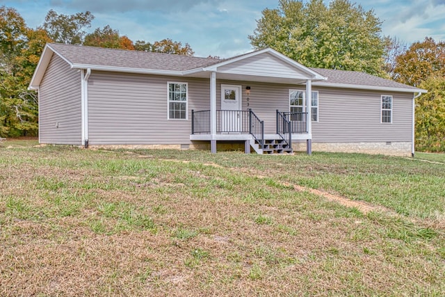 10309 Goff Ridge Rd, Baxter, TN 38544 - view of front of house with crawl space, a front lawn, and roof with shingles
