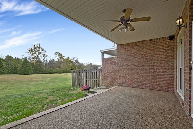 view of patio / terrace with ceiling fan