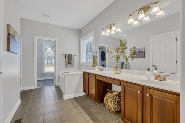 bathroom featuring vanity and tile patterned floors