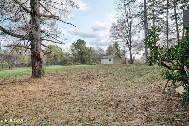 view of yard featuring an outbuilding