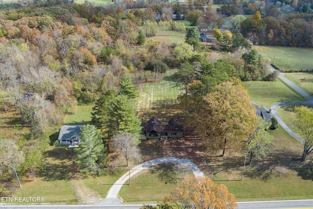 aerial view featuring a rural view