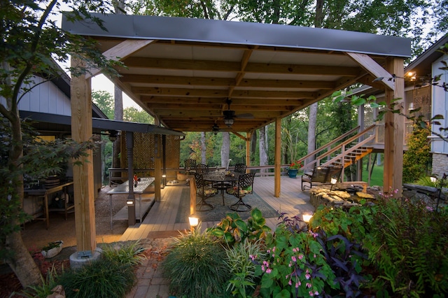 view of patio featuring a wooden deck and ceiling fan