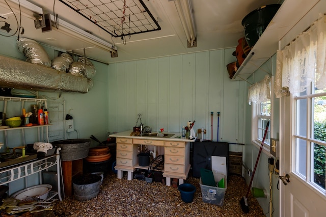 interior space with wooden walls