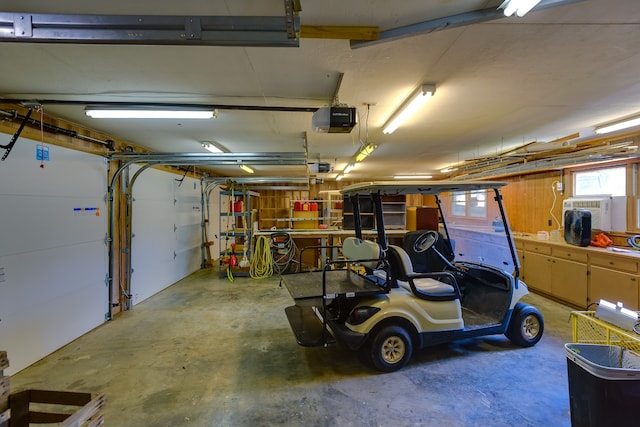 garage with a garage door opener