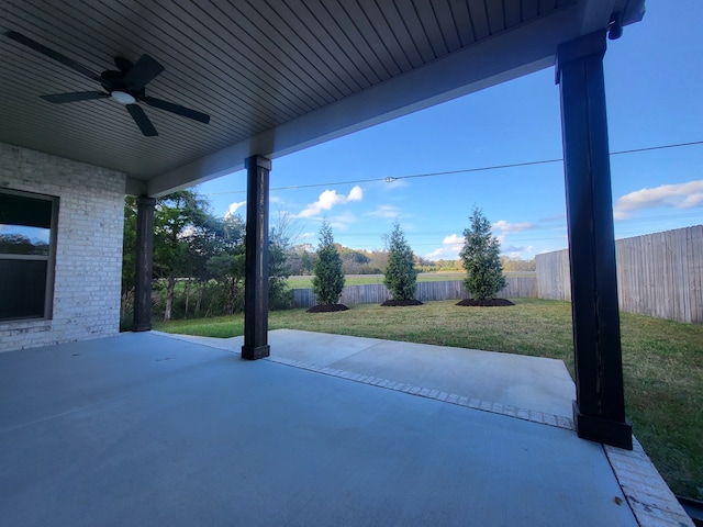 view of patio with ceiling fan