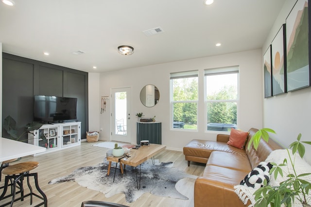 living room featuring light hardwood / wood-style flooring